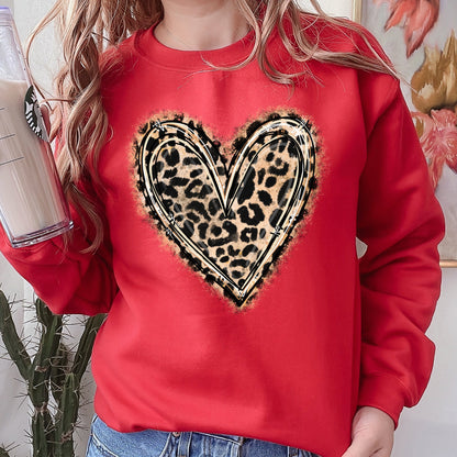 Leopard Print Heart, Sweatshirt, Valentine's Day