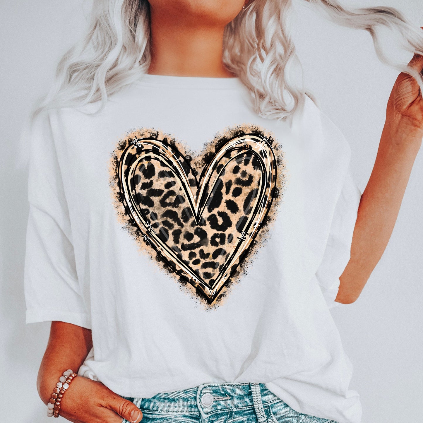 Leopard Print Heart, Comfort Colors Tshirt, Valentine's Day