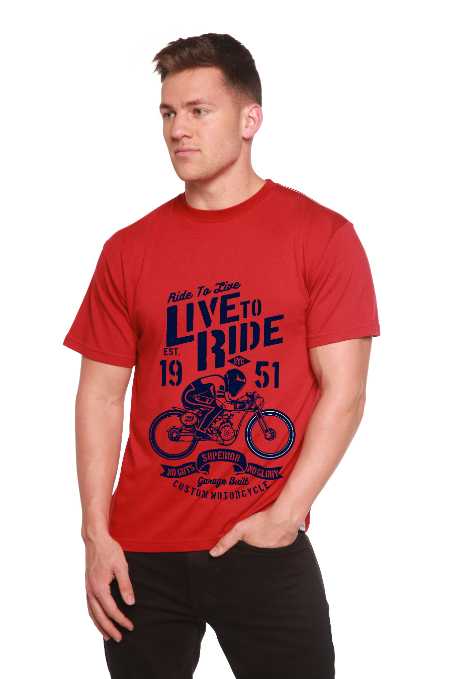 Live To Ride Men's Bamboo Viscose/Organic Cotton Short Sleeve Graphic T-Shirt