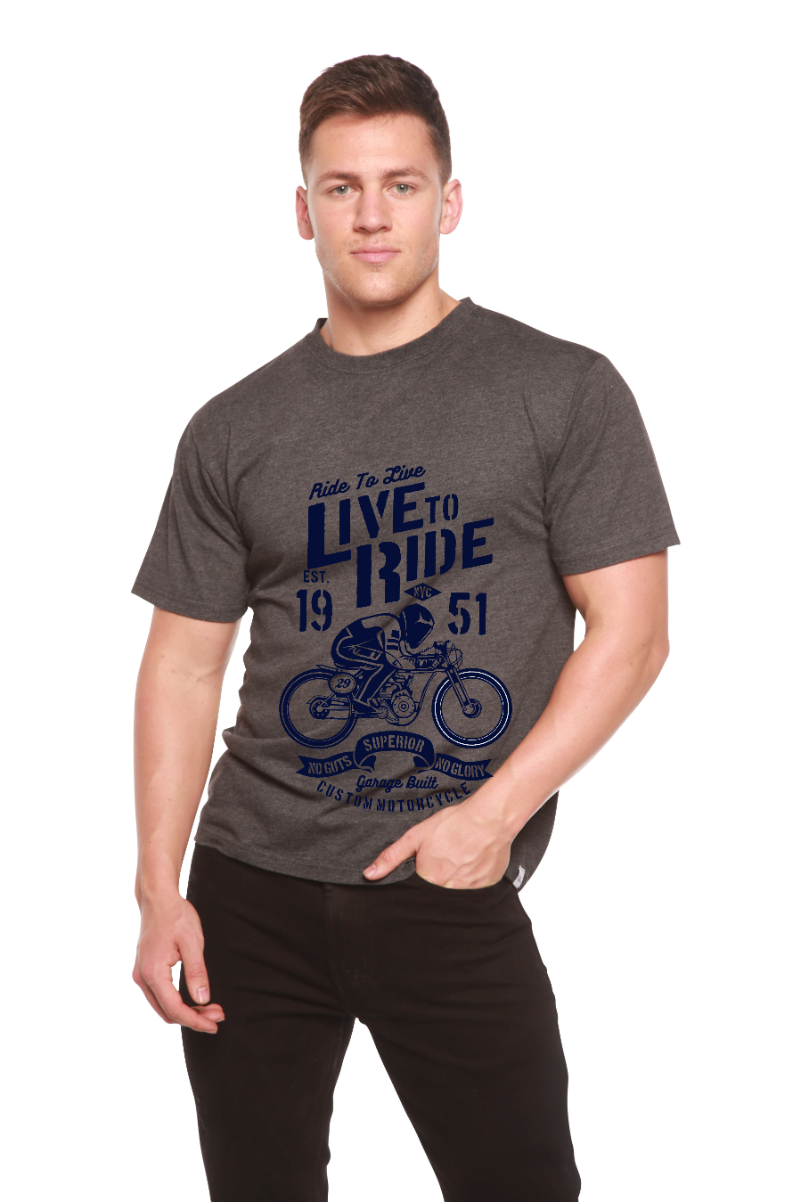 Live To Ride Men's Bamboo Viscose/Organic Cotton Short Sleeve Graphic T-Shirt