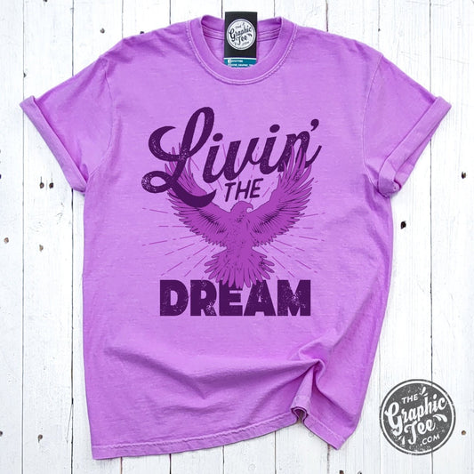 Livin' the Dream Pigment Dyed Neon Violet Tee