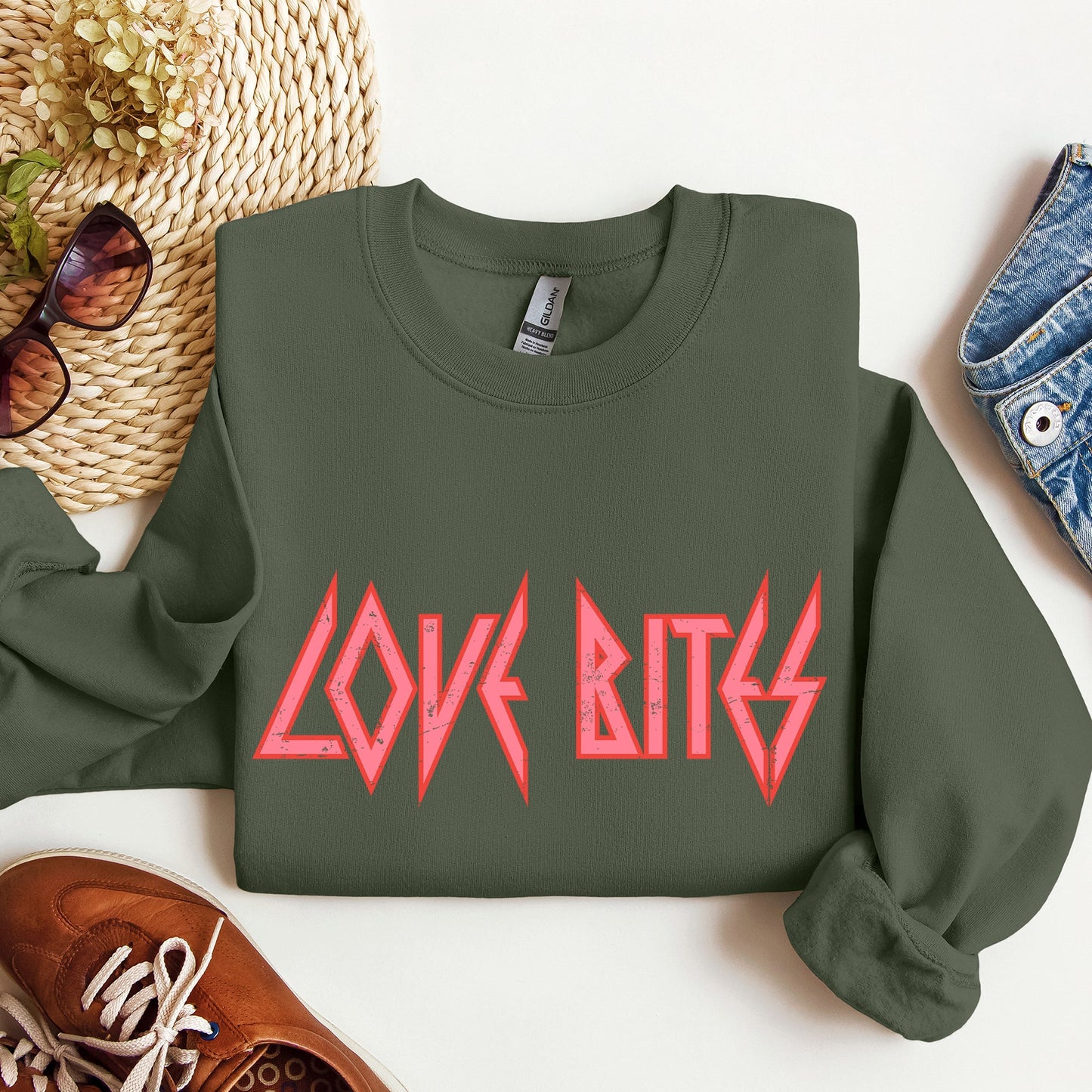 Love Bites, Def, Retro, 80s, Rock Music, Sweatshirt, Valentine's Day
