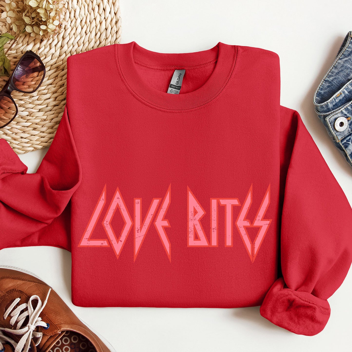 Love Bites, Def, Retro, 80s, Rock Music, Sweatshirt, Valentine's Day