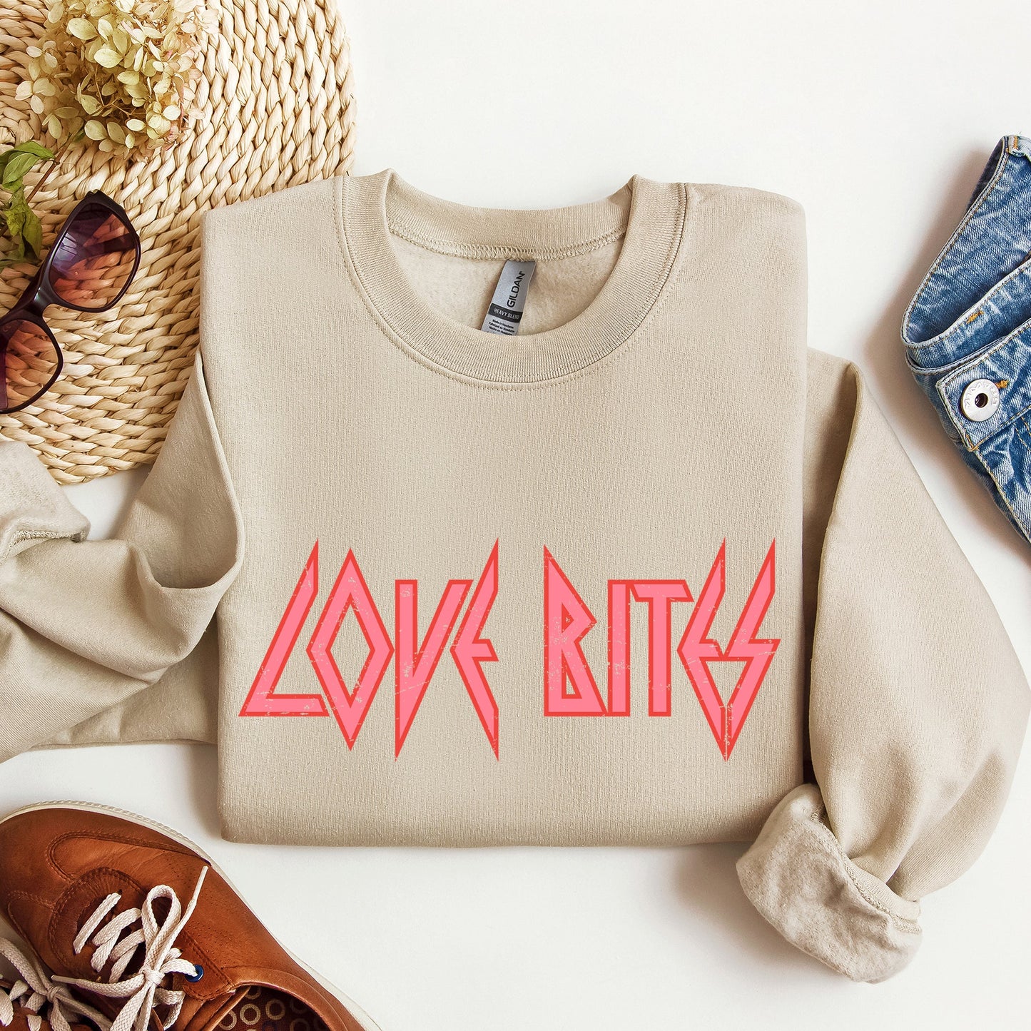 Love Bites, Def, Retro, 80s, Rock Music, Sweatshirt, Valentine's Day