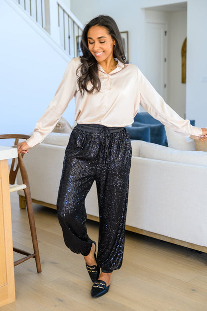 Loved For Years Satin Button Up In Beige (Online Exclusive)