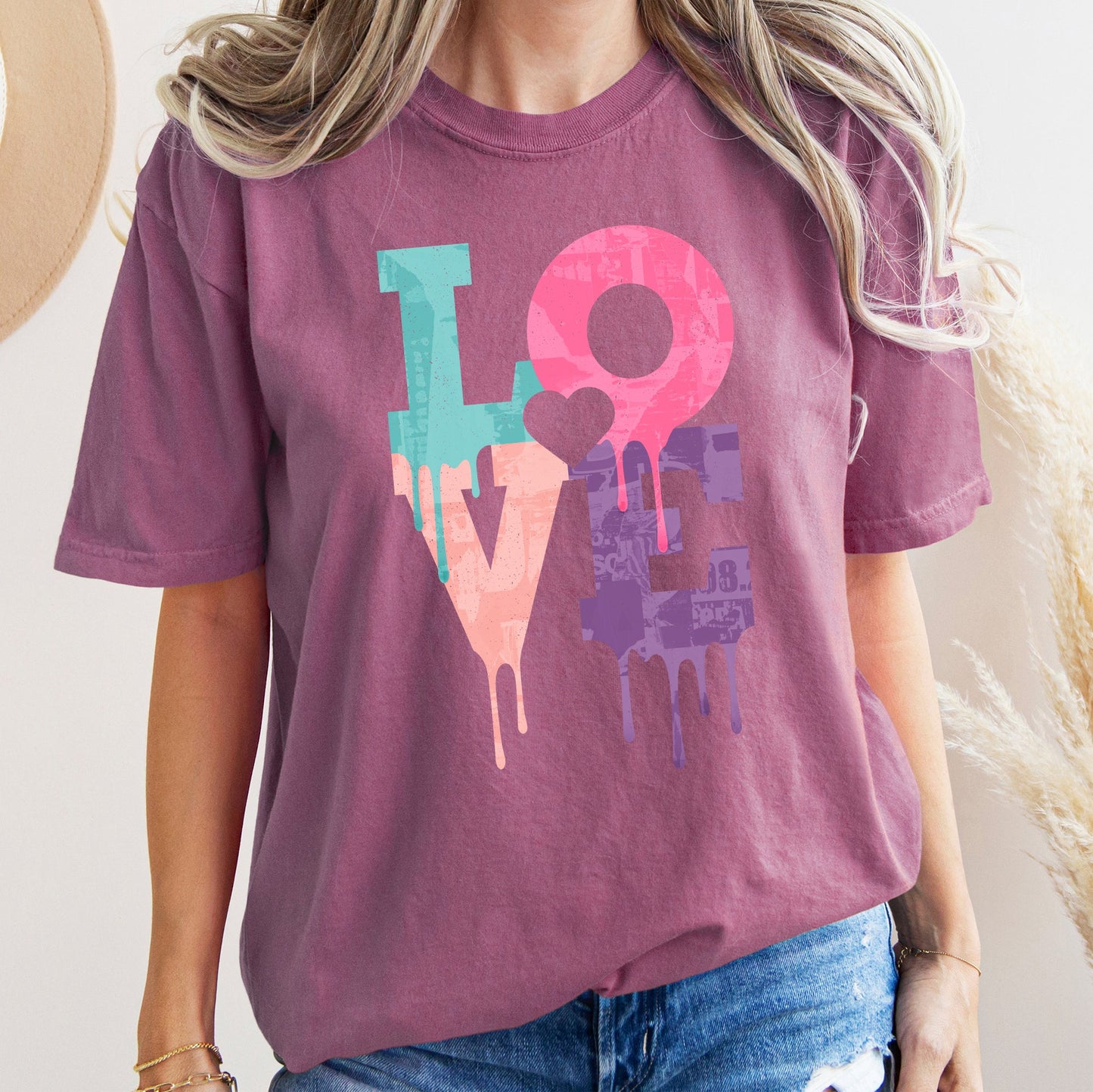 Retro Love Dripping Paint, Comfort Colors Tshirt, Valentine's Day