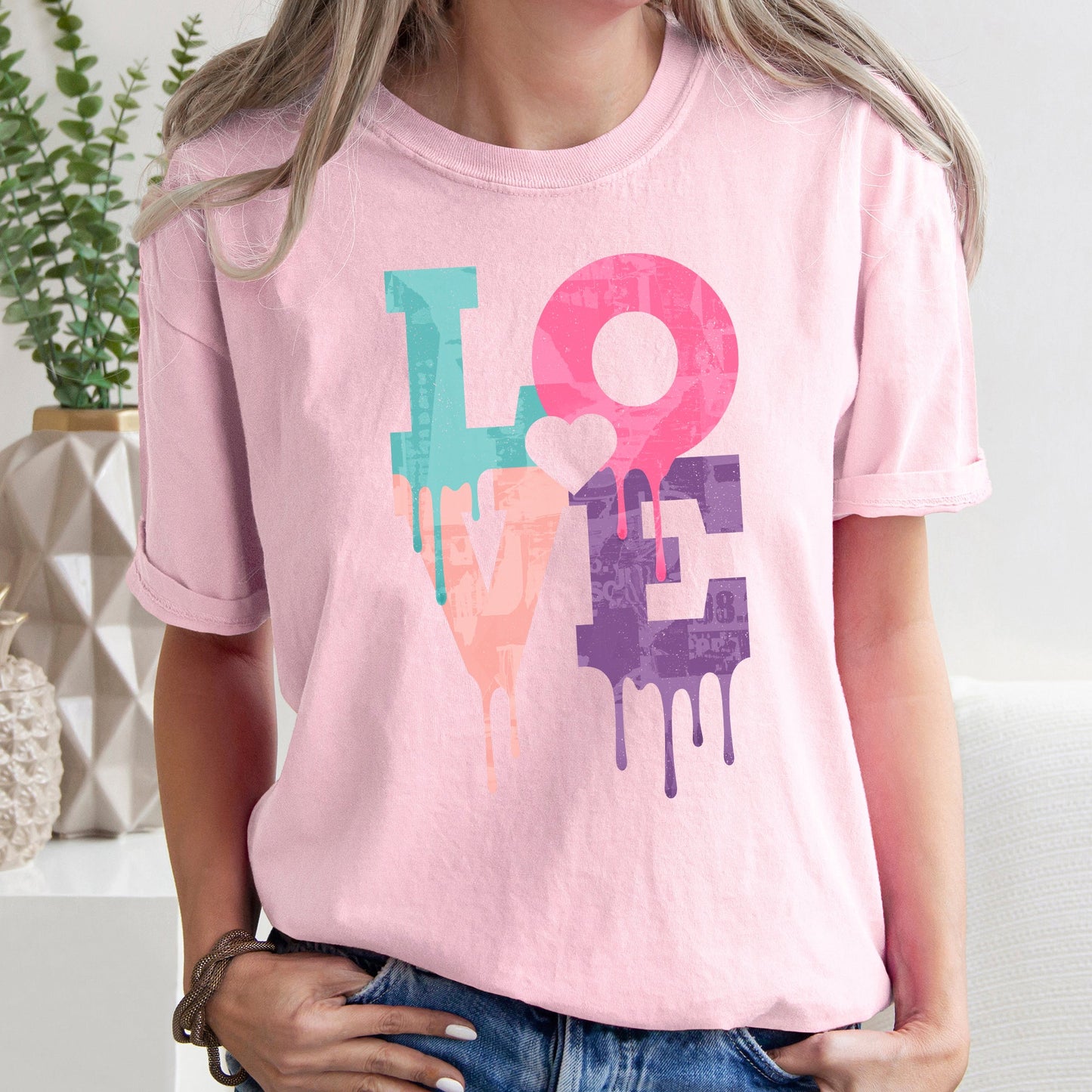 Retro Love Dripping Paint, Comfort Colors Tshirt, Valentine's Day