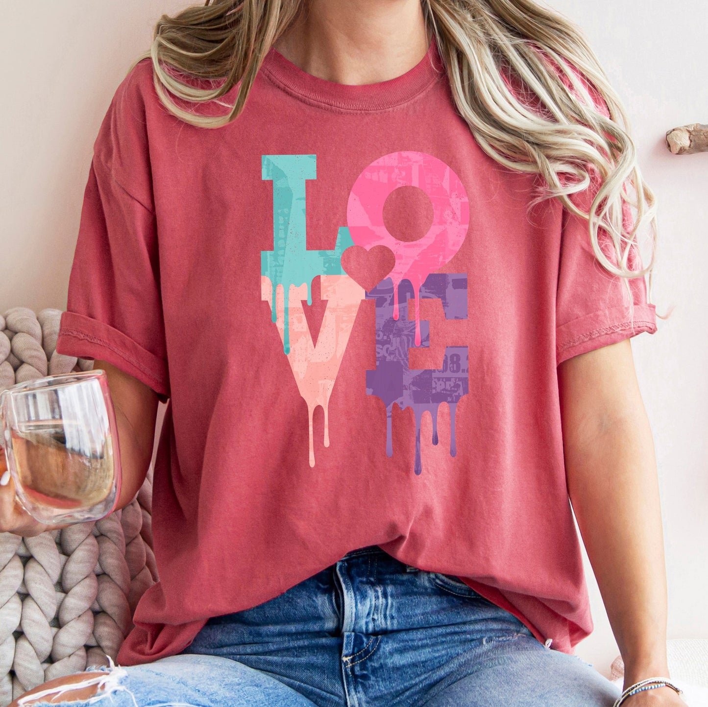 Retro Love Dripping Paint, Comfort Colors Tshirt, Valentine's Day