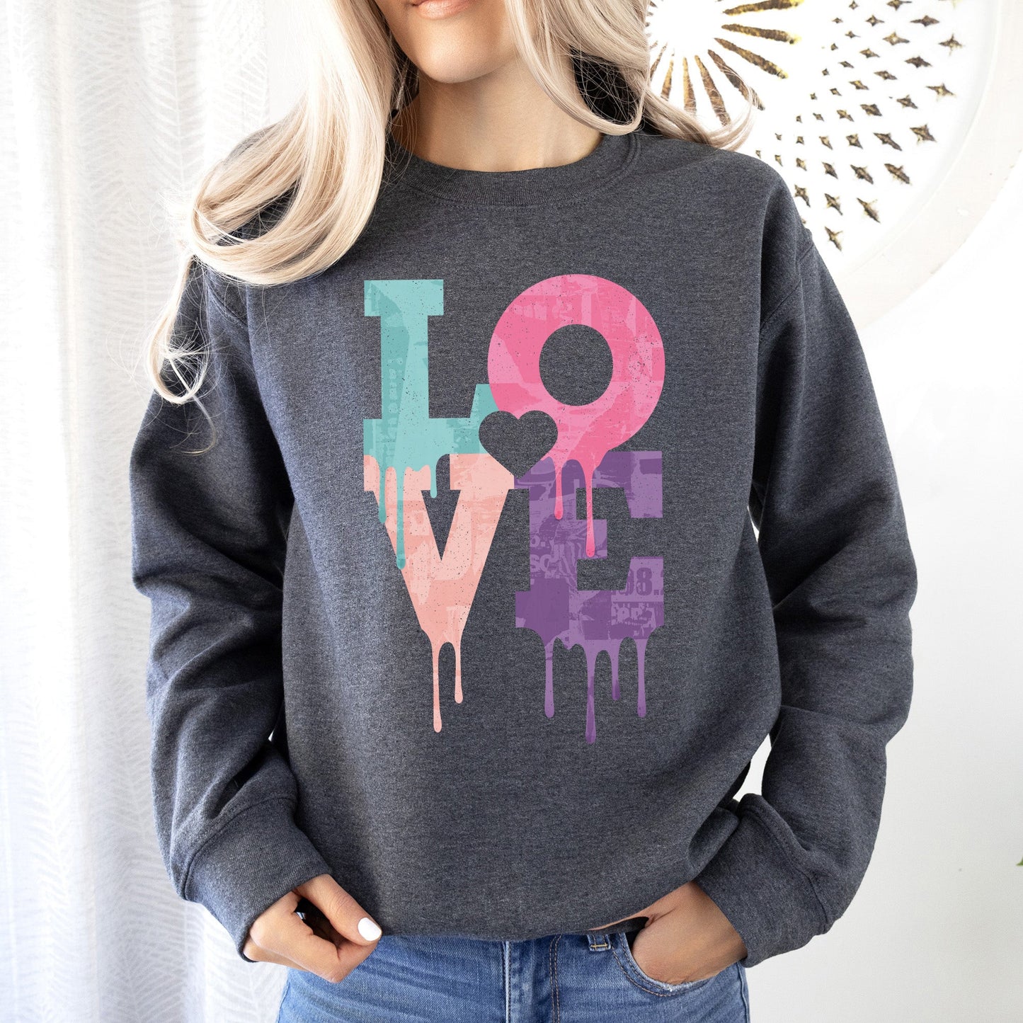 Retro Love Dripping Paint, Sweatshirt, Valentine's Day