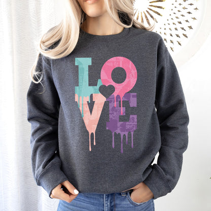 Retro Love Dripping Paint, Sweatshirt, Valentine's Day
