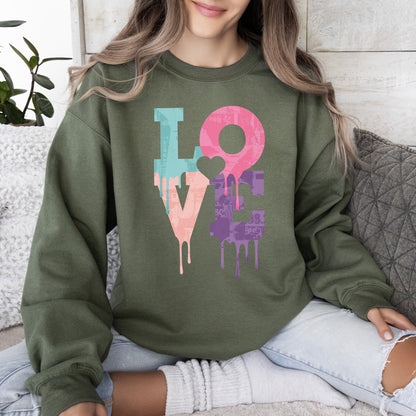 Retro Love Dripping Paint, Sweatshirt, Valentine's Day