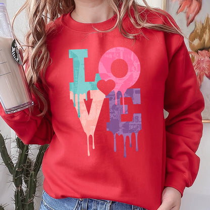 Retro Love Dripping Paint, Sweatshirt, Valentine's Day