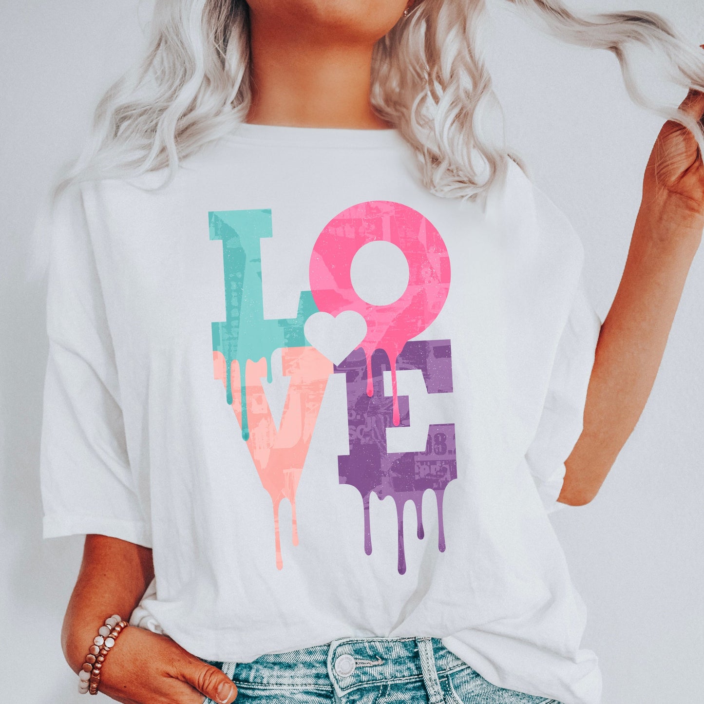 Retro Love Dripping Paint, Comfort Colors Tshirt, Valentine's Day