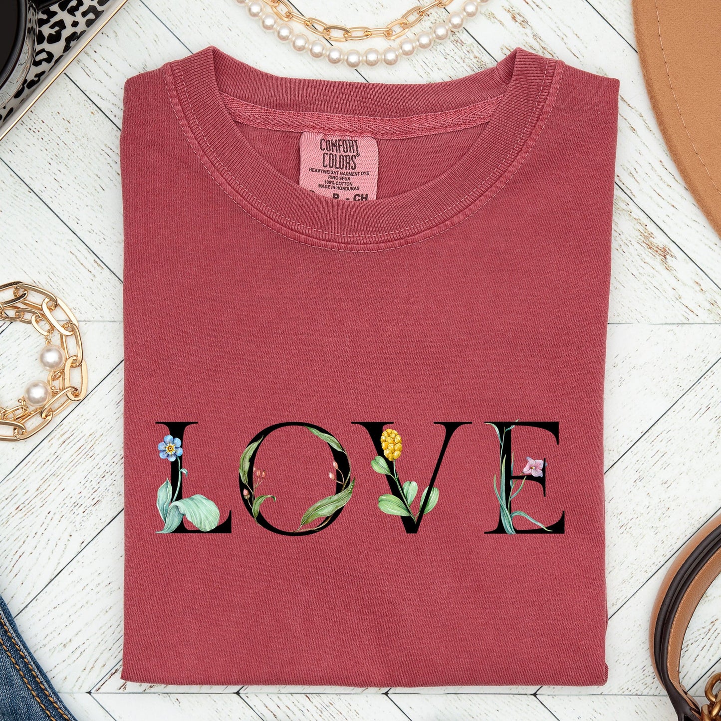 Love Flowers, Comfort Colors Tshirt, Valentine's Day