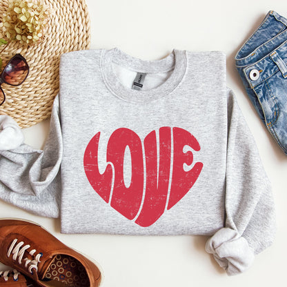 Retro Love Heart, Vintage, Sweatshirt, Valentine's Day