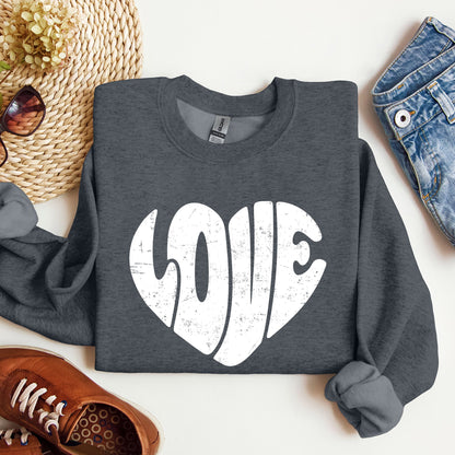 Retro Love Heart, Vintage, Sweatshirt, Valentine's Day