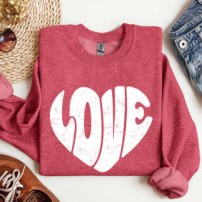 Retro Love Heart, Vintage, Sweatshirt, Valentine's Day