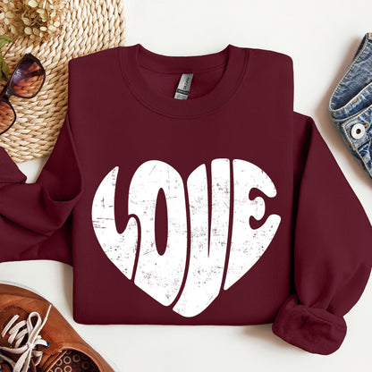 Retro Love Heart, Vintage, Sweatshirt, Valentine's Day