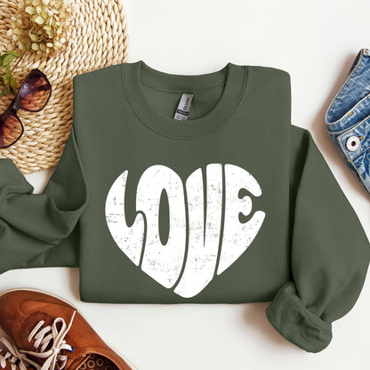 Retro Love Heart, Vintage, Sweatshirt, Valentine's Day