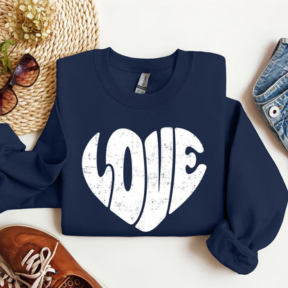 Retro Love Heart, Vintage, Sweatshirt, Valentine's Day