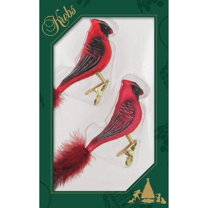Glass Red 6" Clip-On Cardinals - 2 Pack