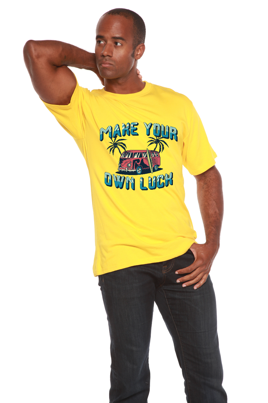 Make your own luck Men's Bamboo Viscose/Organic Cotton Short Sleeve Graphic T-Shirt