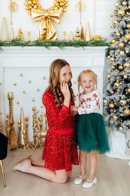 Red Velvet Sequin Twirl Skort