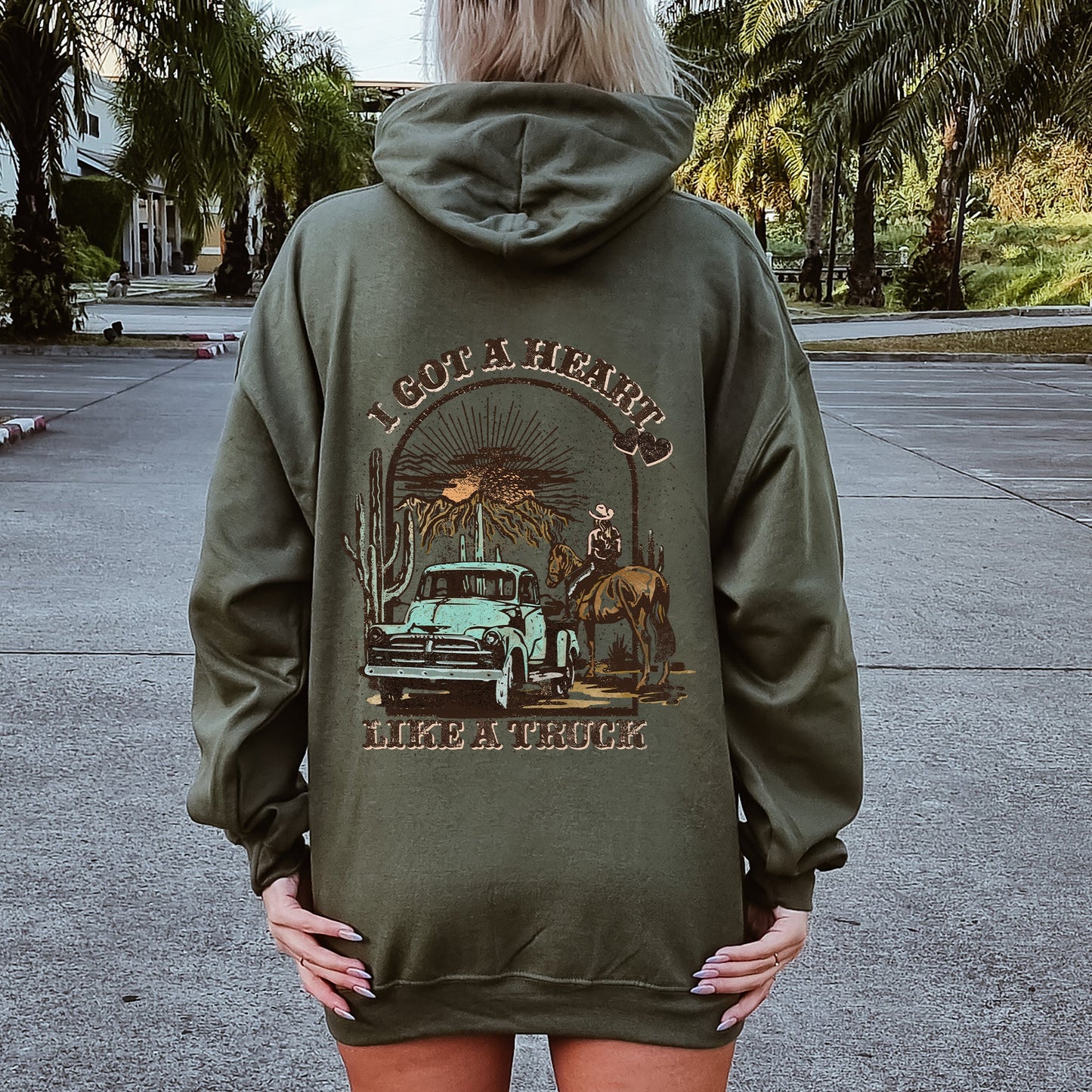 I Got A Heart Like A Truck, Hooded Sweatshirt, Hoodie, Country Music, Western, Valentine's Day