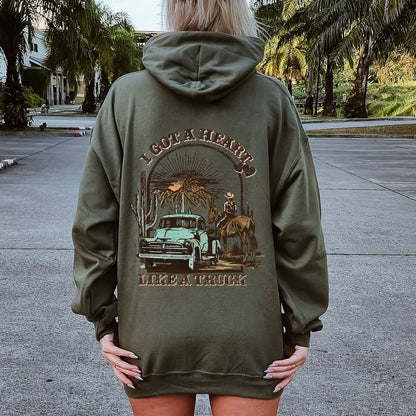 I Got A Heart Like A Truck, Hooded Sweatshirt, Hoodie, Country Music, Western, Valentine's Day
