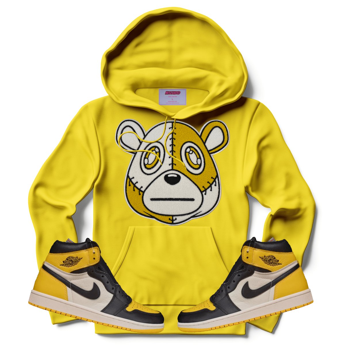 Misguided Chenille (Retro 1 Taxi) Hoodie - Yellow