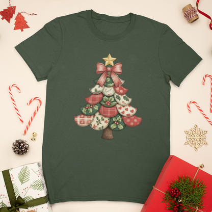 Patchwork Holiday Tree Graphic Tee