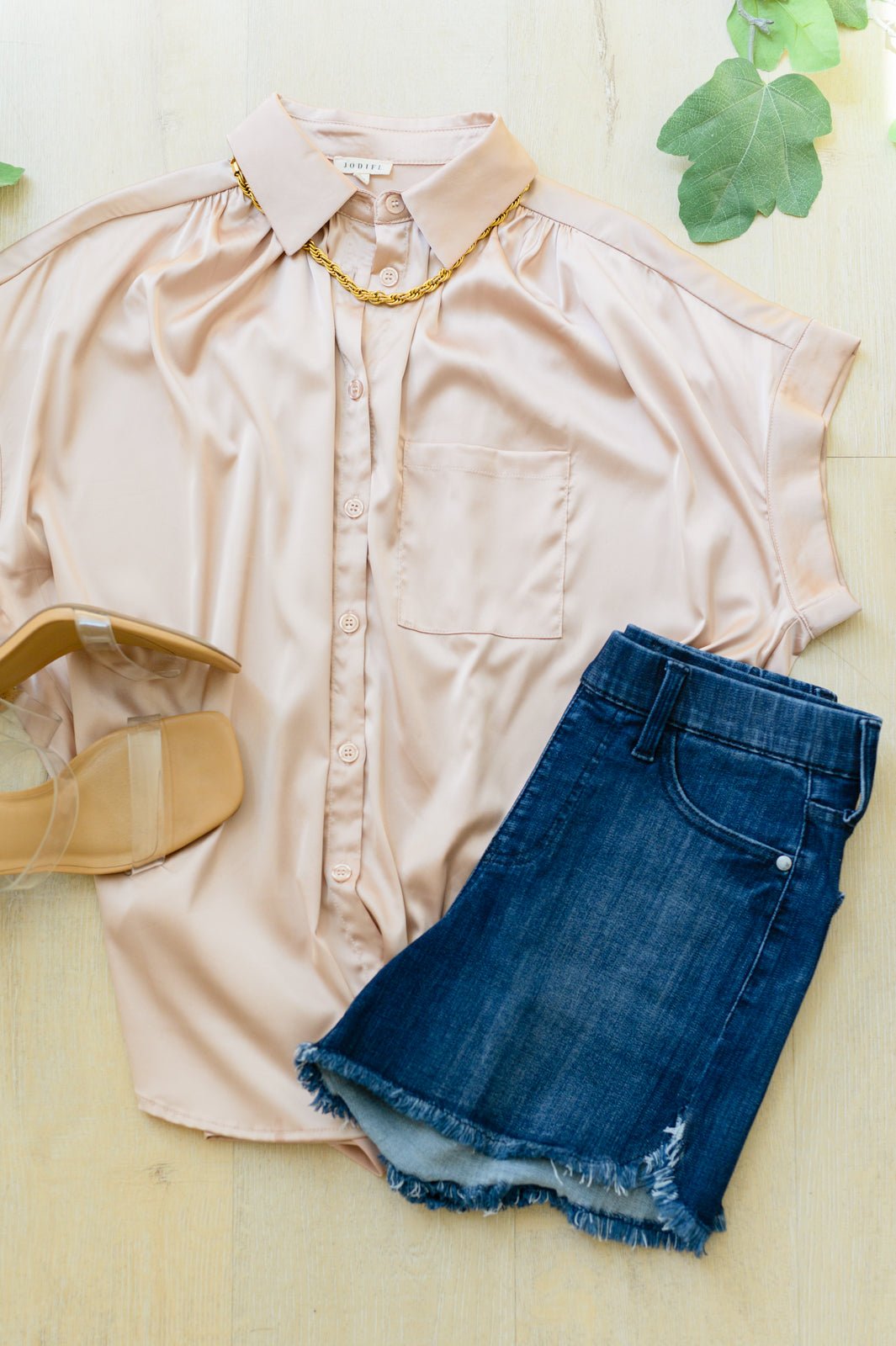 Never Have I Ever Button Down Blouse in Champagne (Online Exclusive)