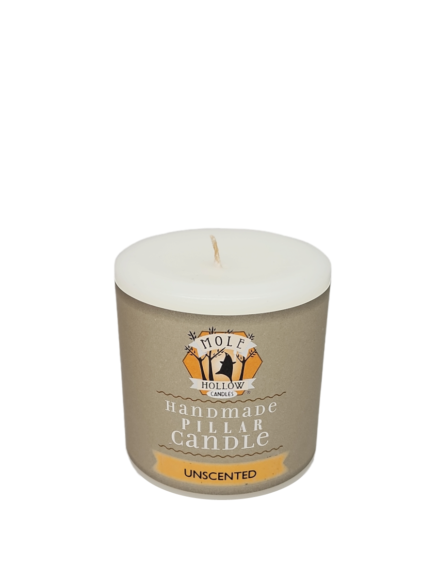 Mole Hollow Unscented Pillar Candle (Stark White)  -
