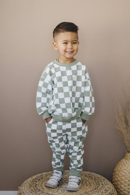 Organic Cotton Checkered Jogger Set - more colors