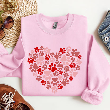 Paw Print Heart, Pets, Dogs, Cats, Sweatshirt, Valentine's Day