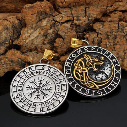 Vikings Fenrir Wolf Runic Necklace