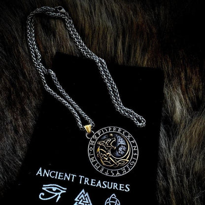 Vikings Fenrir Wolf Runic Necklace