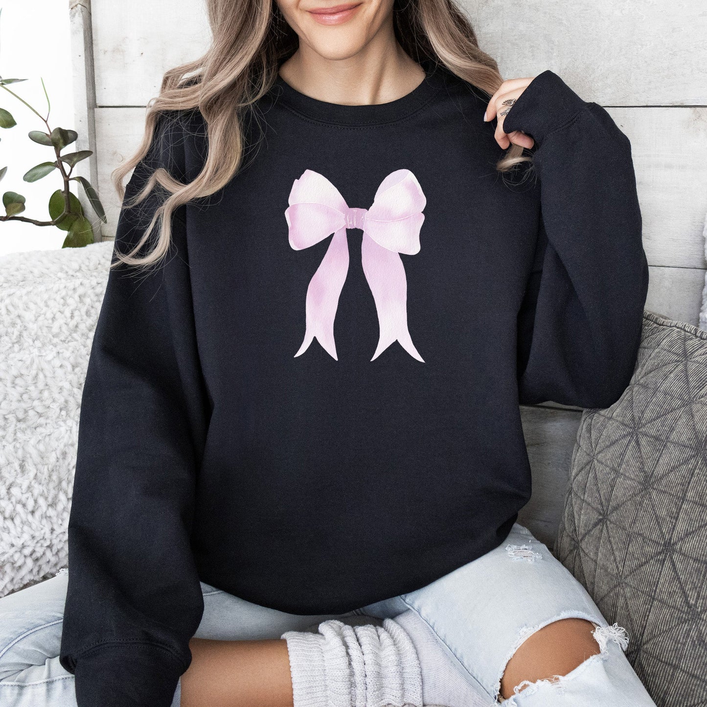 Pink Ribbon, Coquette, Cute, Adorable, Bow, Sweatshirt, Valentine's Day