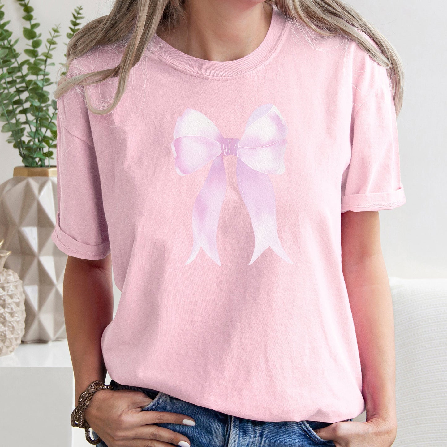 Pink Ribbon, Coquette, Cute, Adorable, Bow, Comfort Colors Tshirt, Valentine's Day