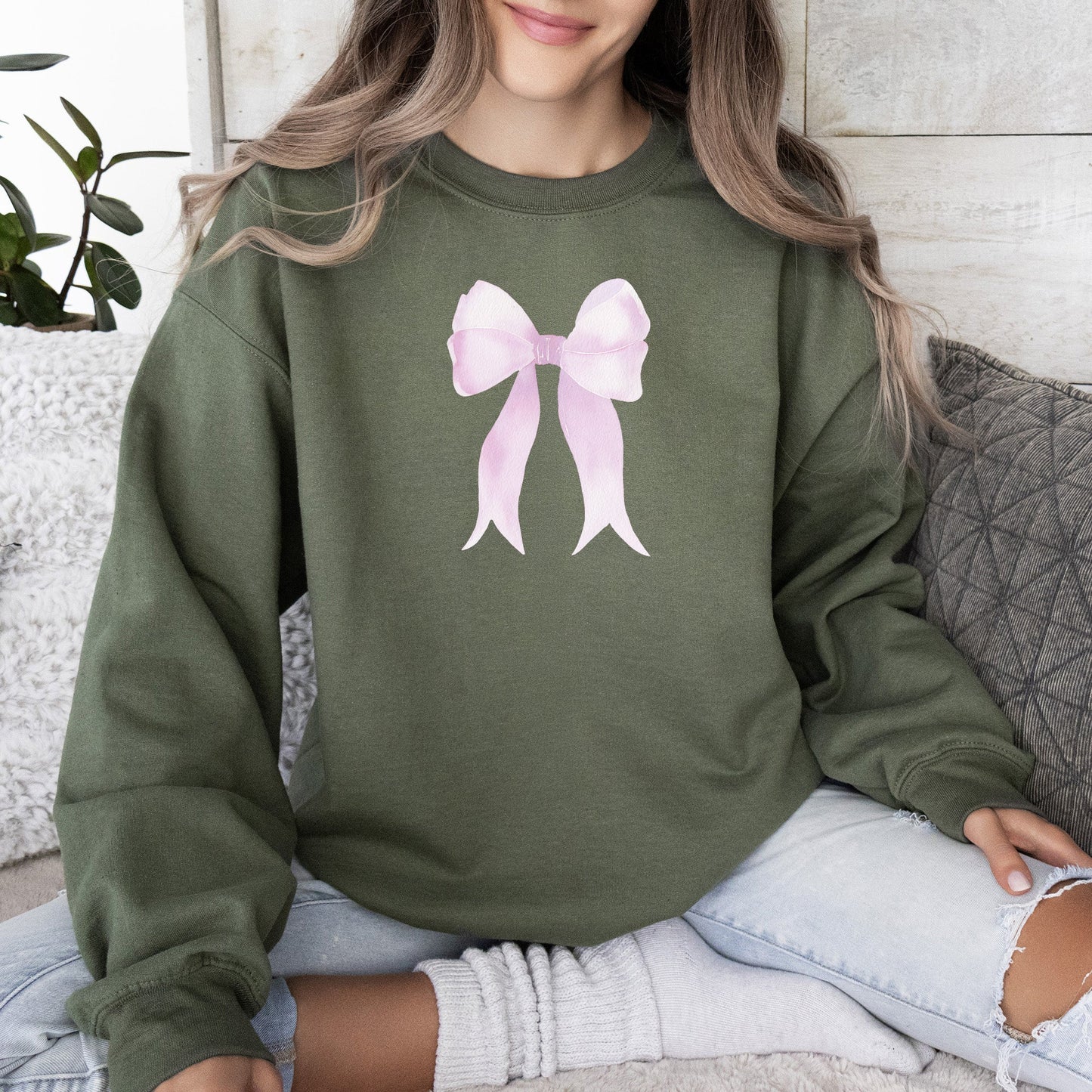 Pink Ribbon, Coquette, Cute, Adorable, Bow, Sweatshirt, Valentine's Day