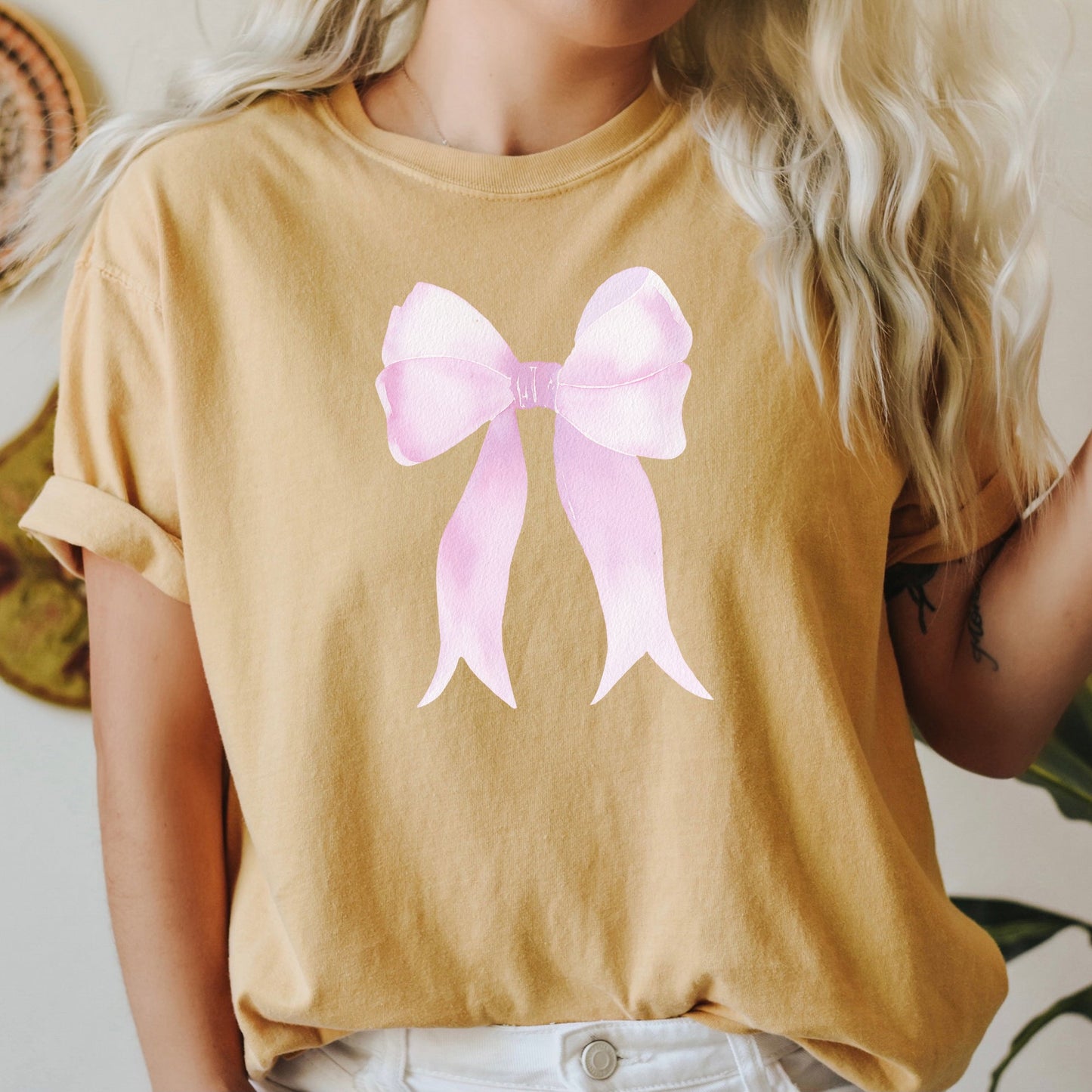 Pink Ribbon, Coquette, Cute, Adorable, Bow, Comfort Colors Tshirt, Valentine's Day