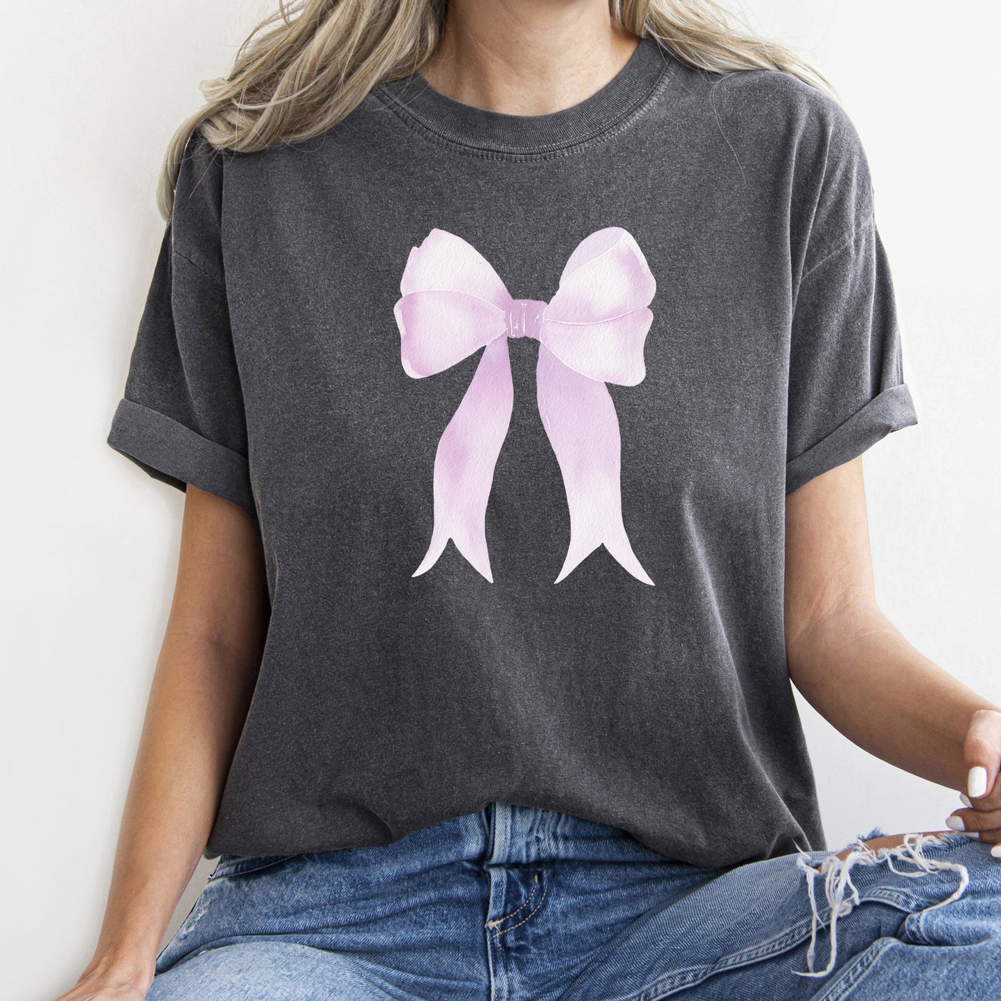 Pink Ribbon, Coquette, Cute, Adorable, Bow, Comfort Colors Tshirt, Valentine's Day