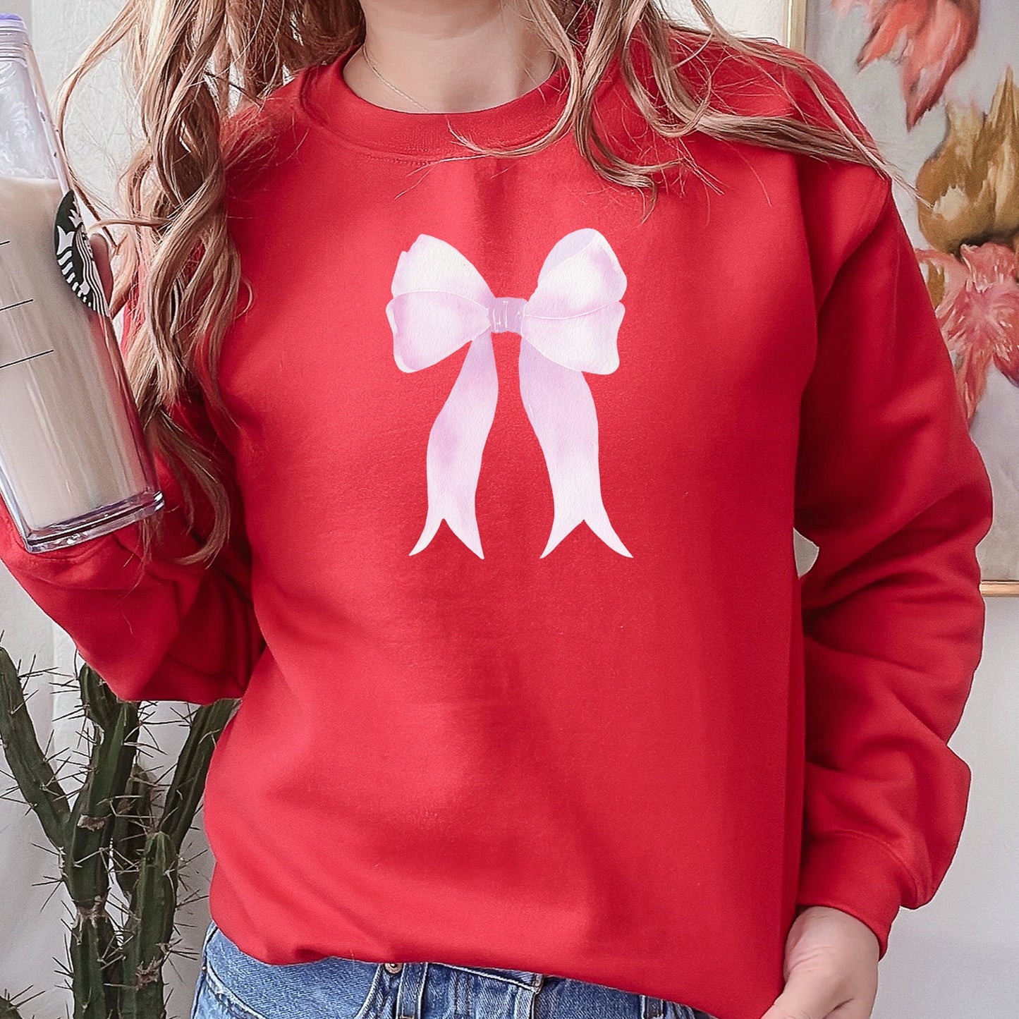 Pink Ribbon, Coquette, Cute, Adorable, Bow, Sweatshirt, Valentine's Day