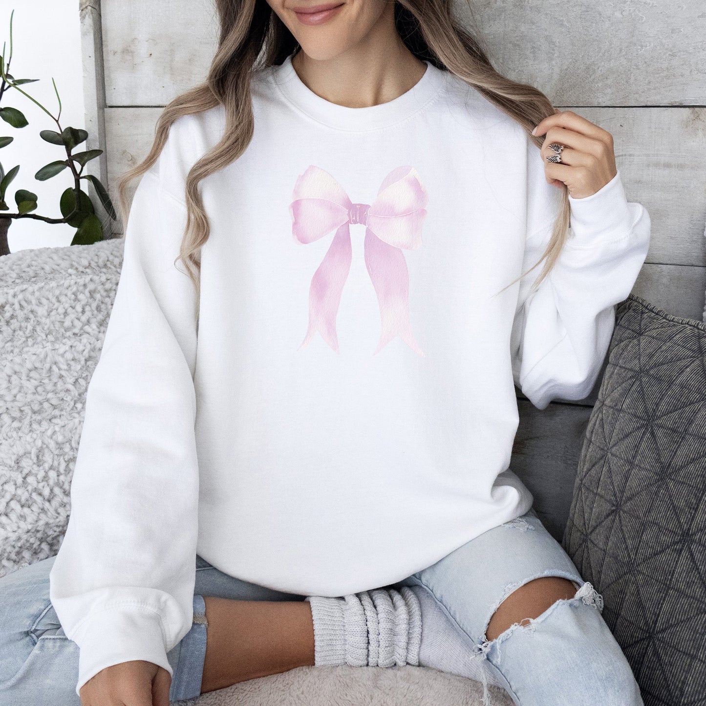 Pink Ribbon, Coquette, Cute, Adorable, Bow, Sweatshirt, Valentine's Day