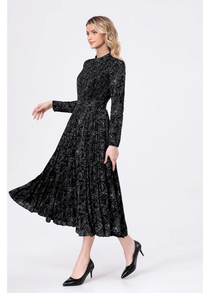 Black Floral Midi Dress - Aaria Tees