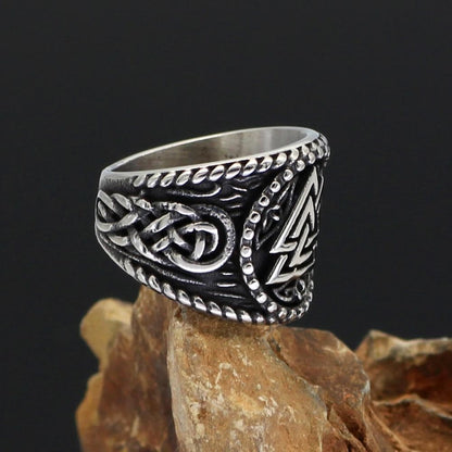 Viking Nordic Valknut Solid Stainless Steel Ring