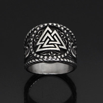 Viking Nordic Valknut Solid Stainless Steel Ring