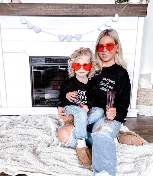 Pinky Promise To Love You Black Sweatshirt Set