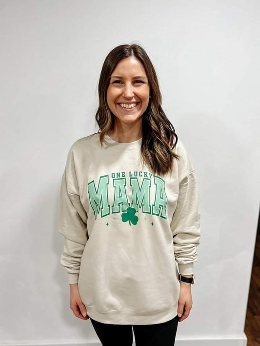 One Lucky Mama Beige Pullover