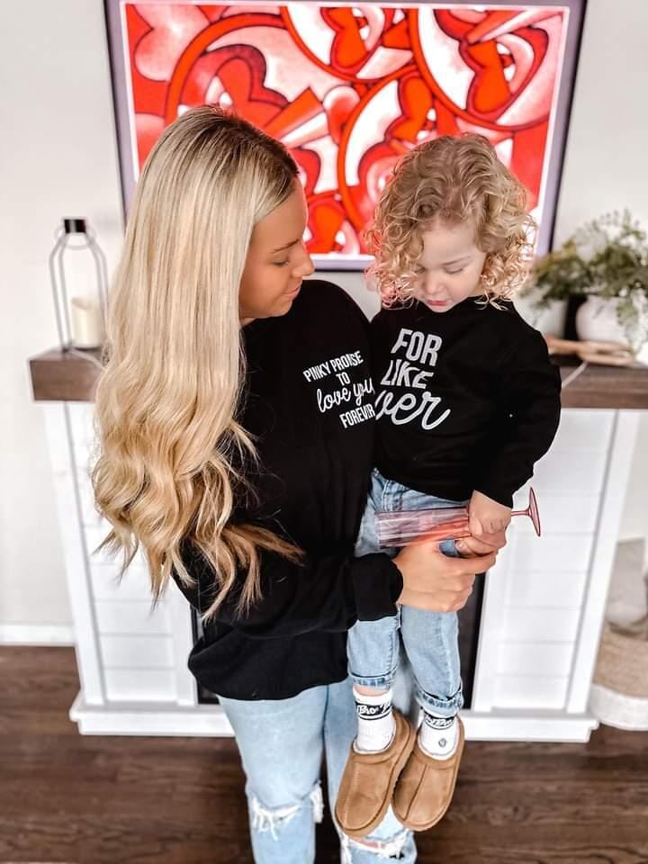 Pinky Promise To Love You Black Sweatshirt Set